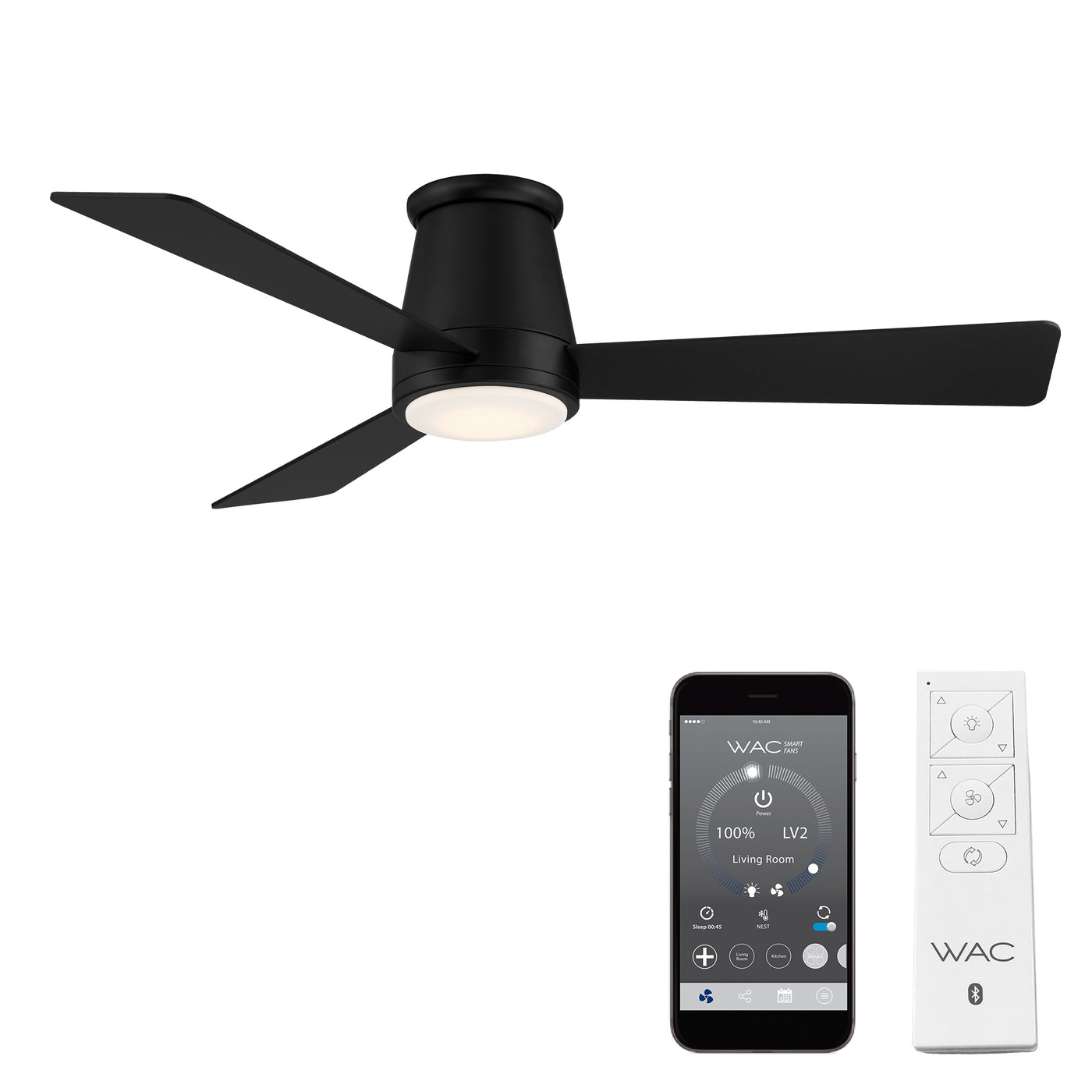 Hug 3-Blade Smart Flush Mount Ceiling Fan Ceiling Fan WAC Lighting