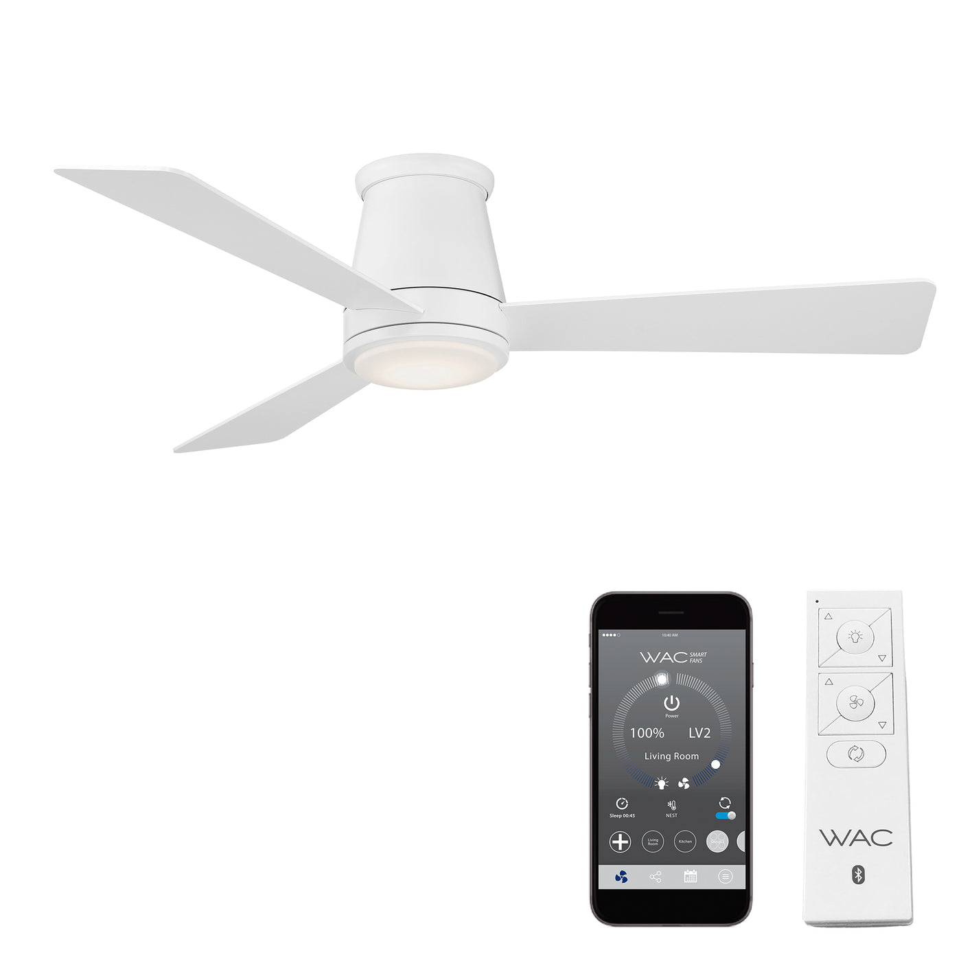 Hug 3-Blade Smart Flush Mount Ceiling Fan Ceiling Fan WAC Lighting