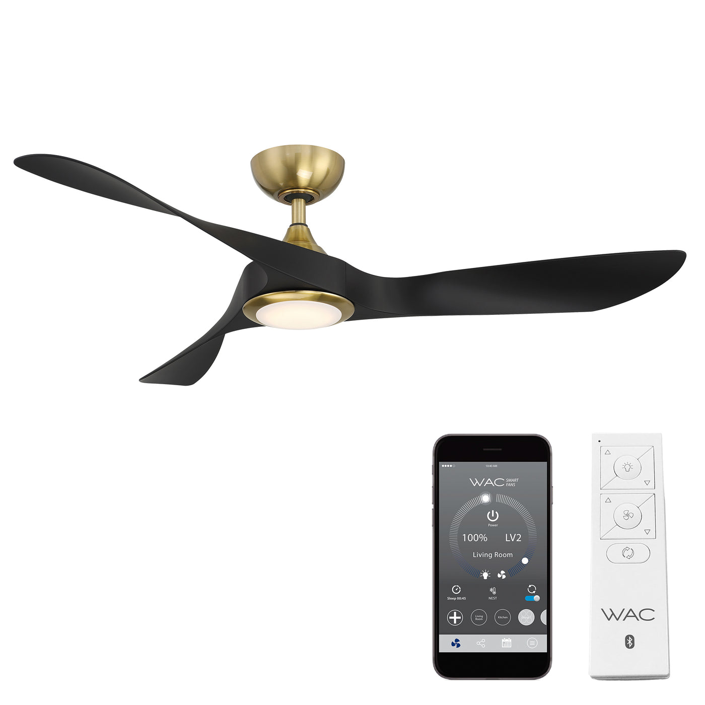 Swirl 3-Blade LED Smart Ceiling Fan Ceiling Fan WAC Lighting