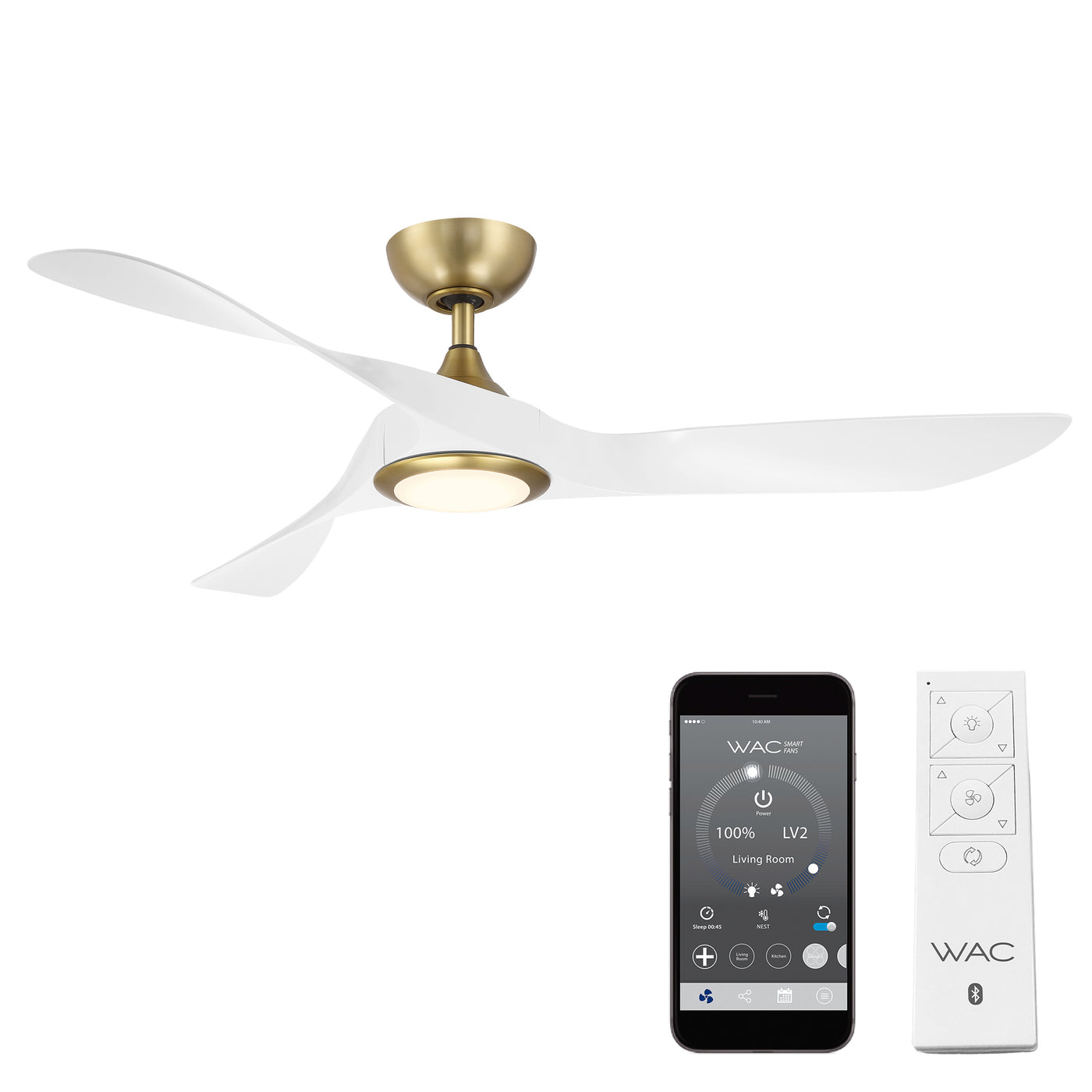 Swirl 3-Blade LED Smart Ceiling Fan Ceiling Fan WAC Lighting