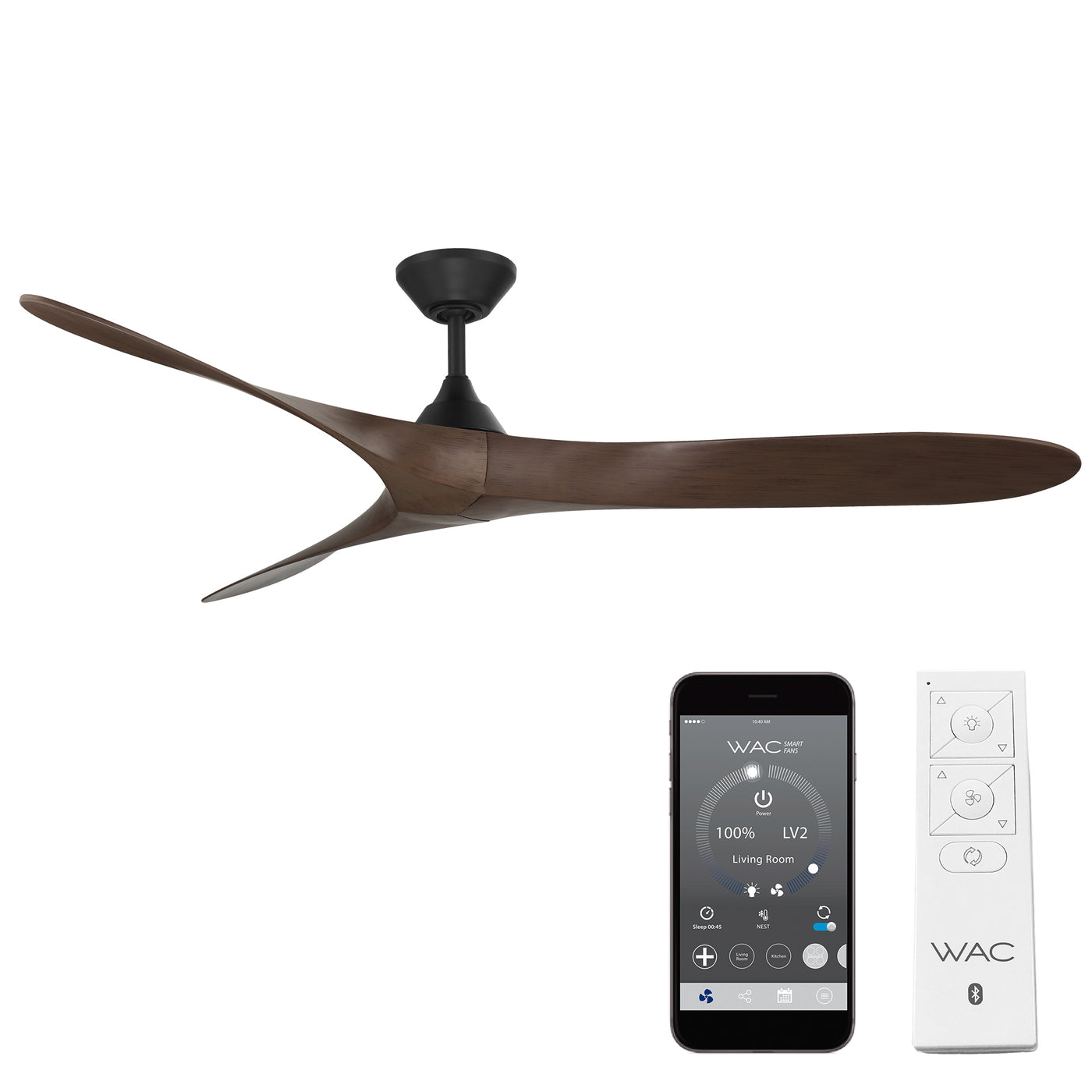 Malibu 3-Blade LED Smart Ceiling Fan Ceiling Fan WAC Lighting