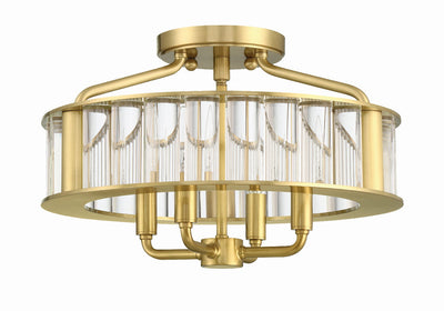 Libby Langdon Farris 4 Light Aged Brass Semi Flush Mount Semi Flush Crystorama