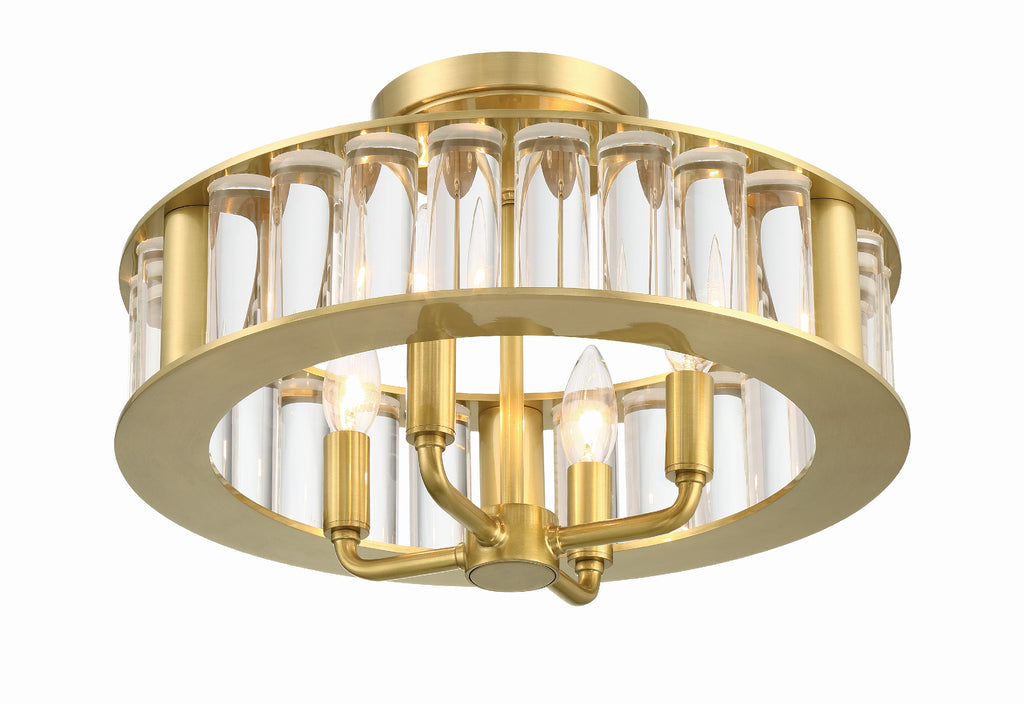 Libby Langdon Farris 4 Light Aged Brass Semi Flush Mount Semi Flush Crystorama