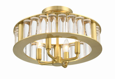 Libby Langdon Farris 4 Light Aged Brass Semi Flush Mount Semi Flush Crystorama