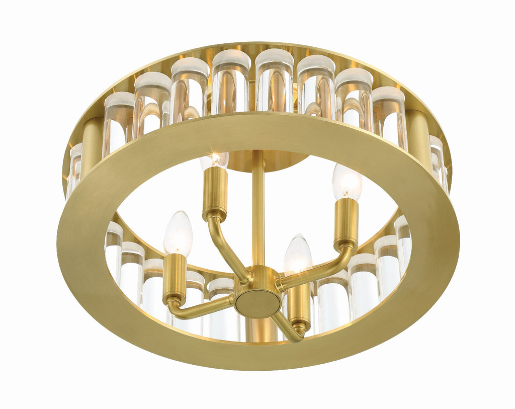 Libby Langdon Farris 4 Light Aged Brass Semi Flush Mount Semi Flush Crystorama