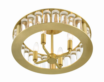 Libby Langdon Farris 4 Light Aged Brass Semi Flush Mount Semi Flush Crystorama