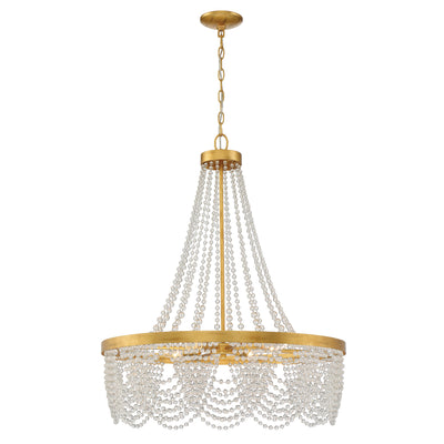 Fiona 4 Light Antique Gold Chandelier with Clear Beads Chandelier Crystorama