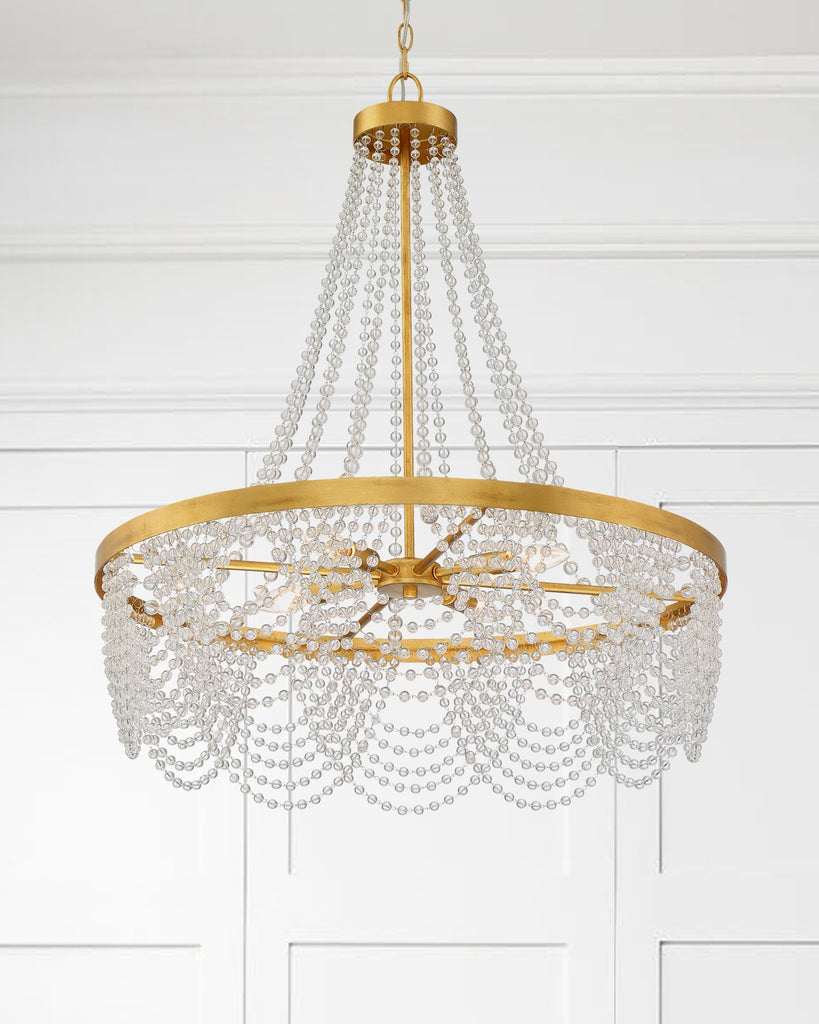 Fiona 4 Light Antique Gold Chandelier with Clear Beads Chandelier Crystorama