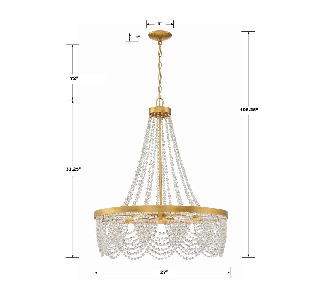 Fiona 4 Light Antique Gold Chandelier with Clear Beads Chandelier Crystorama