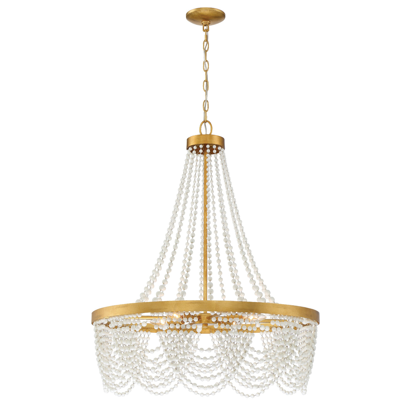 Fiona 4 Light Antique Gold Chandelier with White Beads Chandelier Crystorama