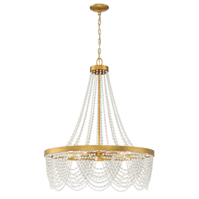 Fiona 4 Light Antique Gold Chandelier with White Beads Chandelier Crystorama