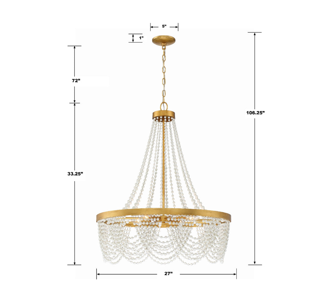 Fiona 4 Light Antique Gold Chandelier with White Beads Chandelier Crystorama