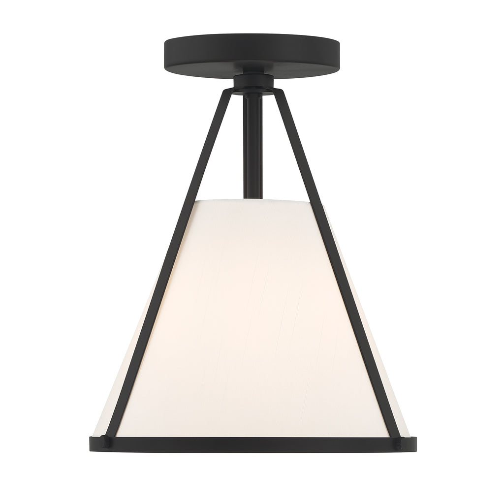 Fulton 1 Light Black Semi Flush Mount Semi Flush Crystorama