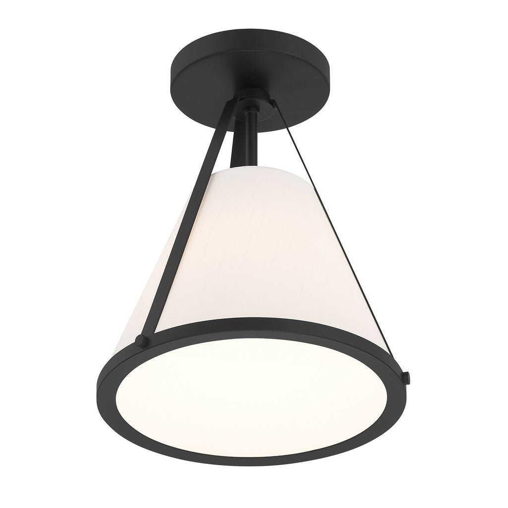 Fulton 1 Light Black Semi Flush Mount Semi Flush Crystorama