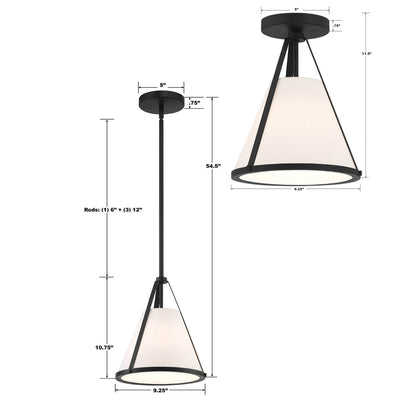 Fulton 1 Light Black Pendant Pendant Crystorama