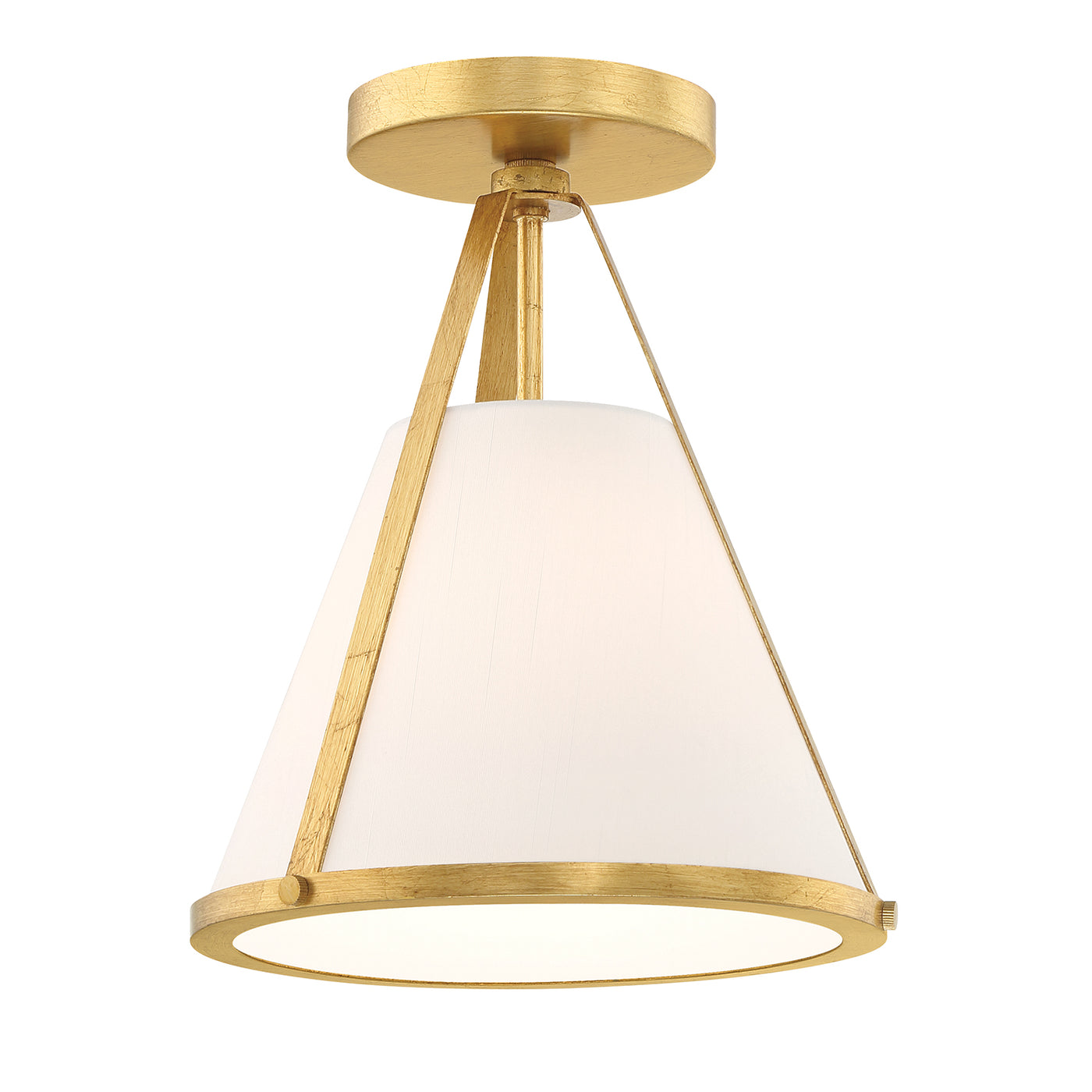 Fulton 1 Light Antique Gold Semi Flush Mount Semi Flush Crystorama