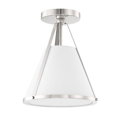 Fulton 1 Light Polished Nickel Semi Flush Mount Semi Flush Crystorama