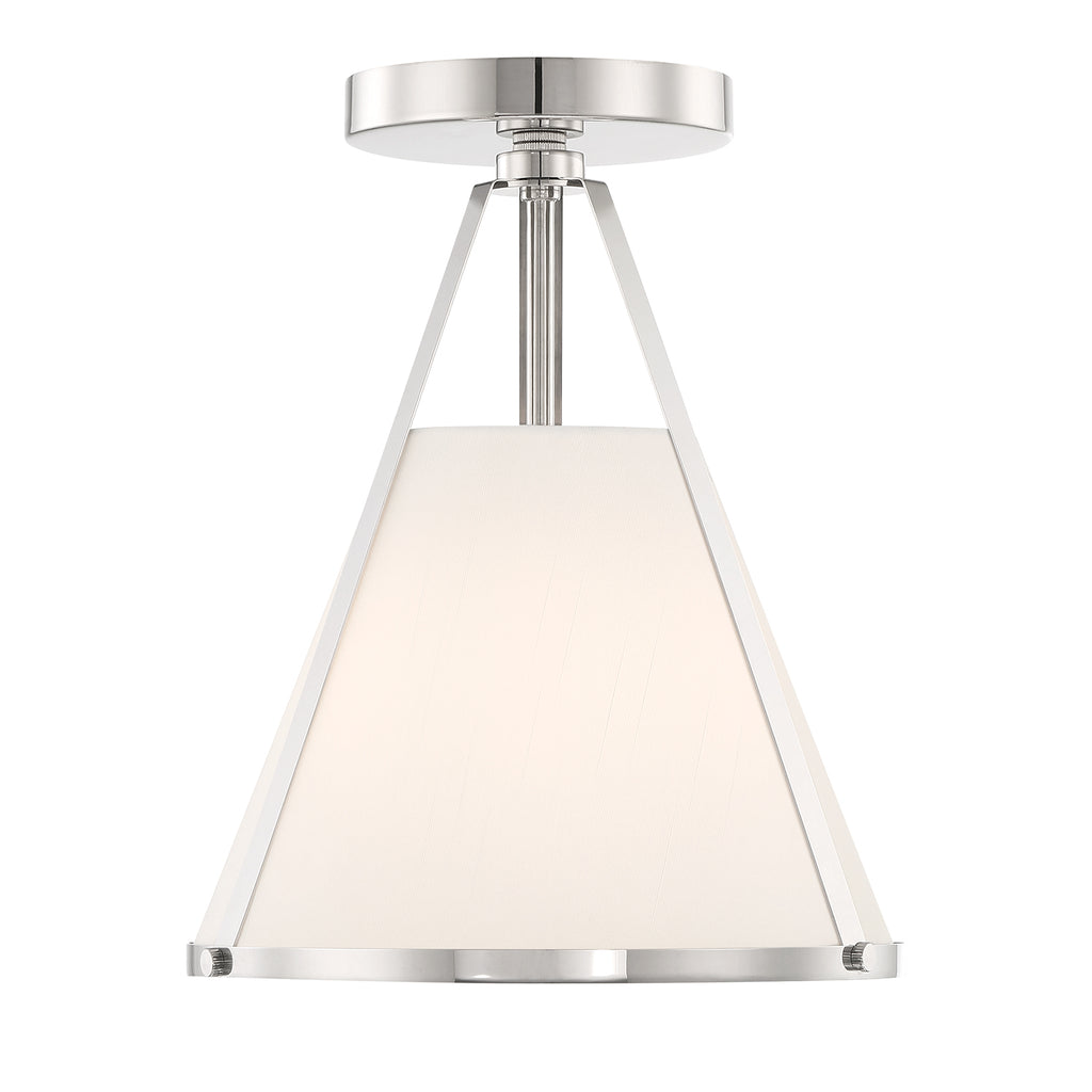 Fulton 1 Light Polished Nickel Semi Flush Mount Semi Flush Crystorama