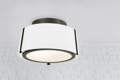 Fulton 2 Light Matte Black Semi Flush Mount Semi Flush Crystorama