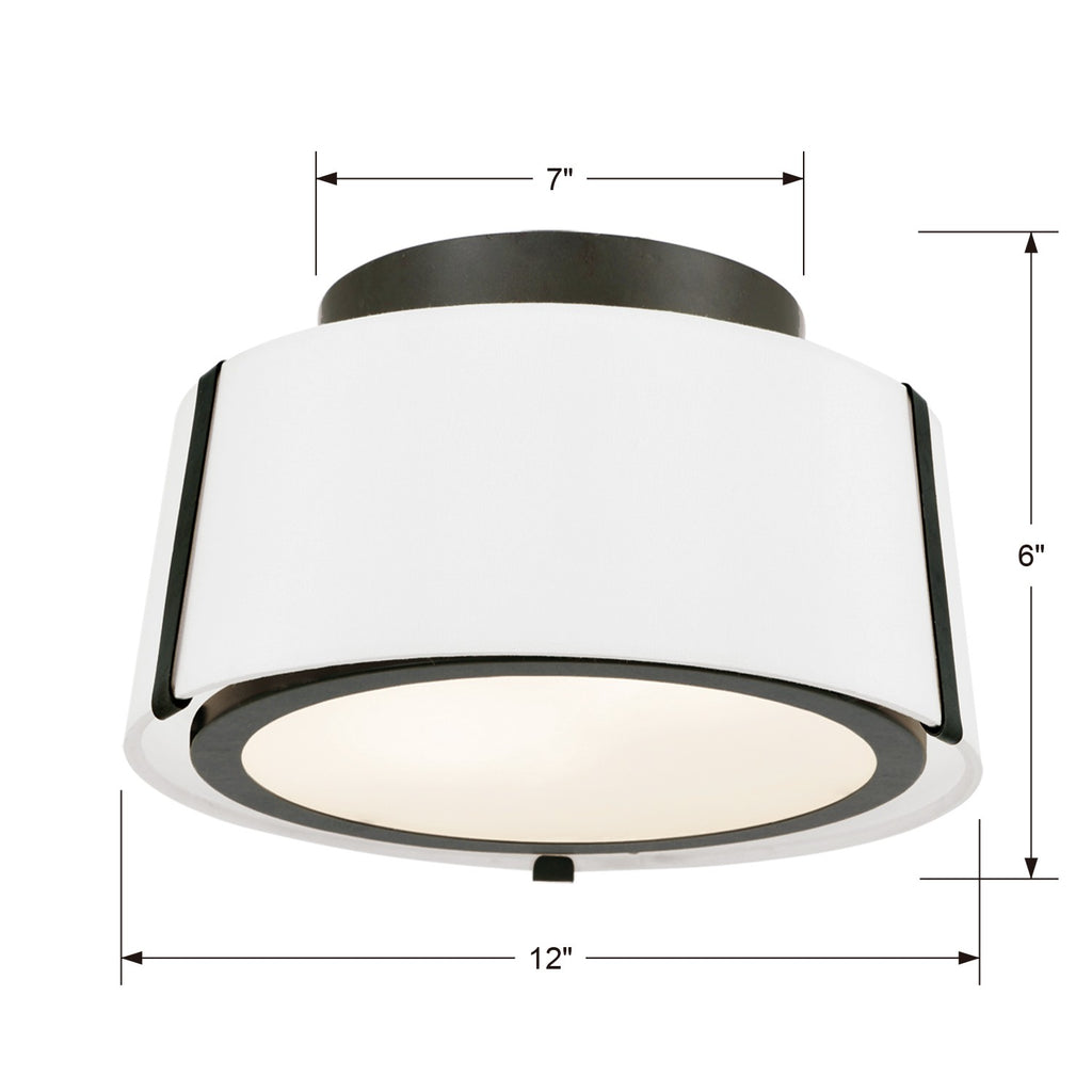 Fulton 2 Light Matte Black Semi Flush Mount Semi Flush Crystorama