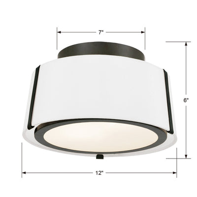 Fulton 2 Light Matte Black Semi Flush Mount Semi Flush Crystorama