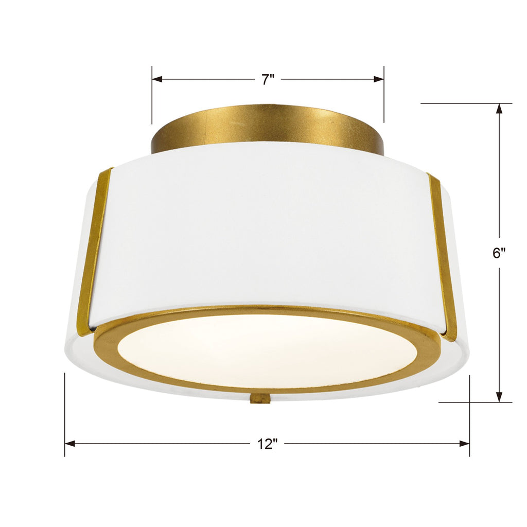 Fulton 2 Light Antique Gold Semi Flush Mount Semi Flush Crystorama