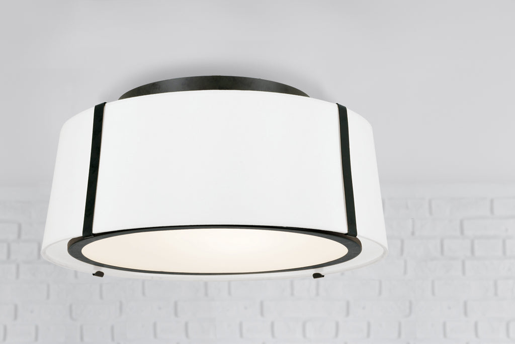 Fulton 3 Light Matte Black Semi Flush Mount Semi Flush Crystorama