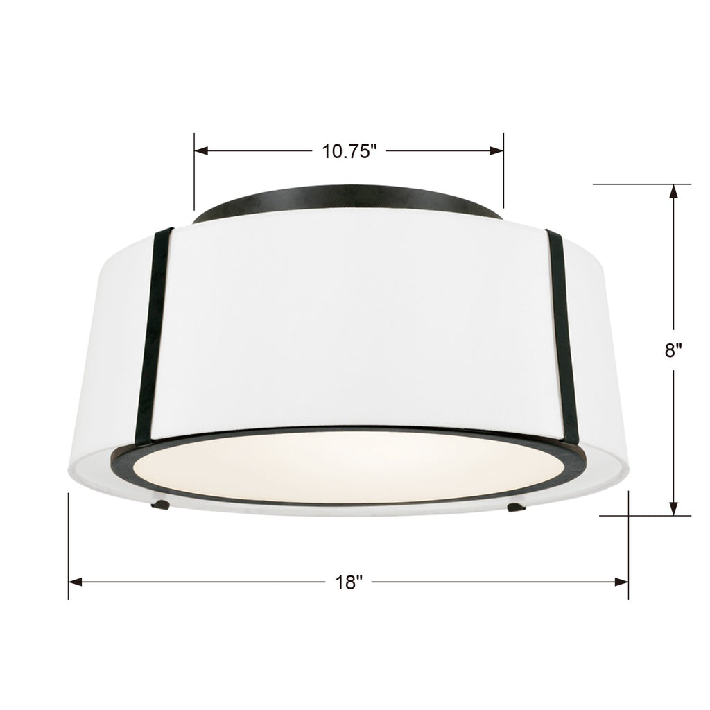 Fulton 3 Light Matte Black Semi Flush Mount Semi Flush Crystorama