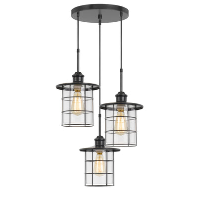 60W X 3 SILVERTON METAL/GLASS PENDANT FIXTURE (EDISON BULBS INCLUDED) Pendant Cal Lighting