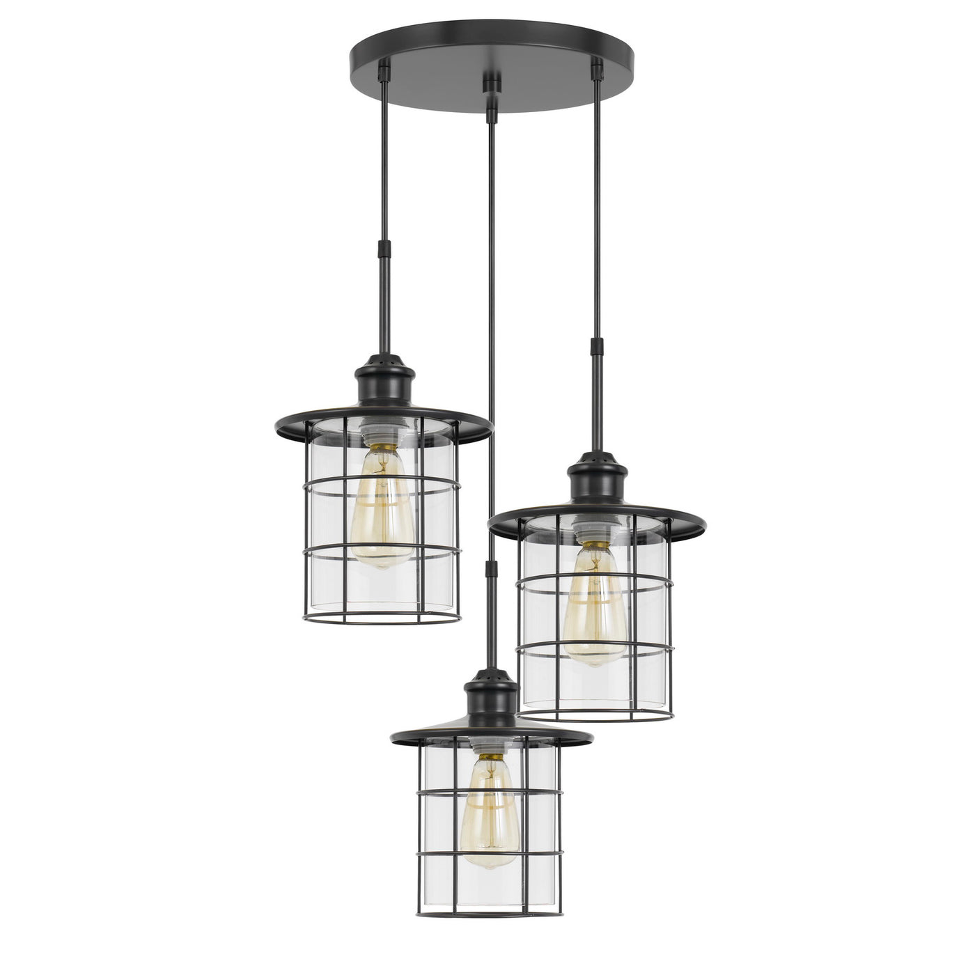 60W X 3 SILVERTON METAL/GLASS PENDANT FIXTURE (EDISON BULBS INCLUDED) Pendant Cal Lighting