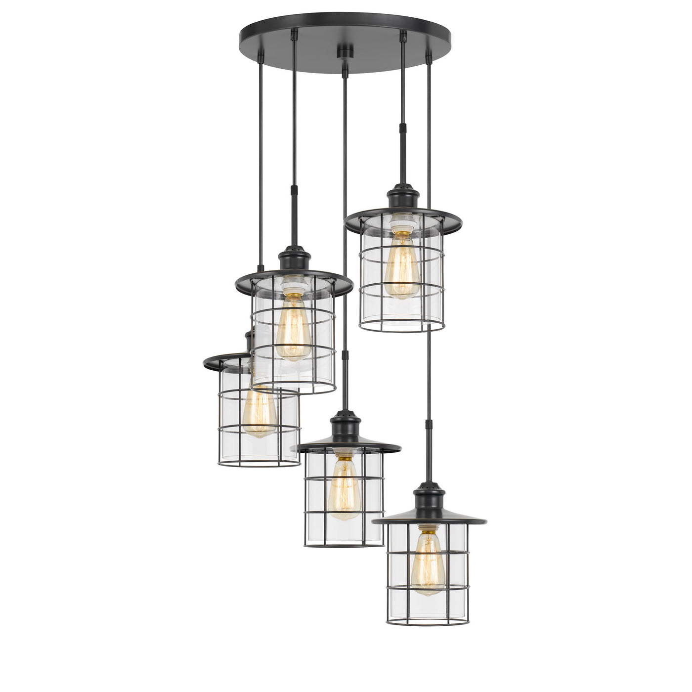 60W X 5 SILVERTON METAL/GLASS PENDANT FIXTURE (EDISON BULBS INCLUDED) Pendant Cal Lighting