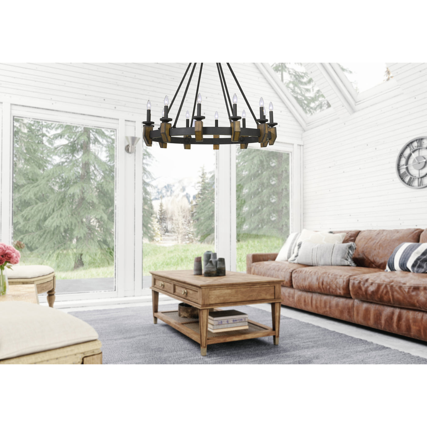 60W X 12 CRUZ METAL/WOOD CHANDELIER Chandelier Cal Lighting