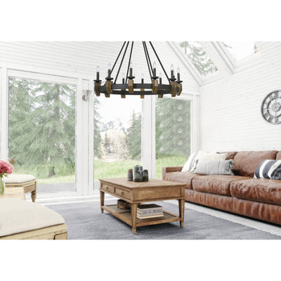 60W X 12 CRUZ METAL/WOOD CHANDELIER Chandelier Cal Lighting