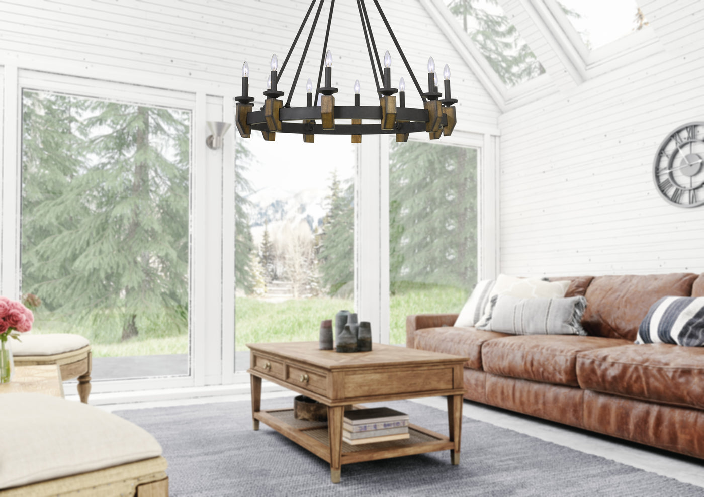 60W X 12 CRUZ METAL/WOOD CHANDELIER Chandelier Cal Lighting