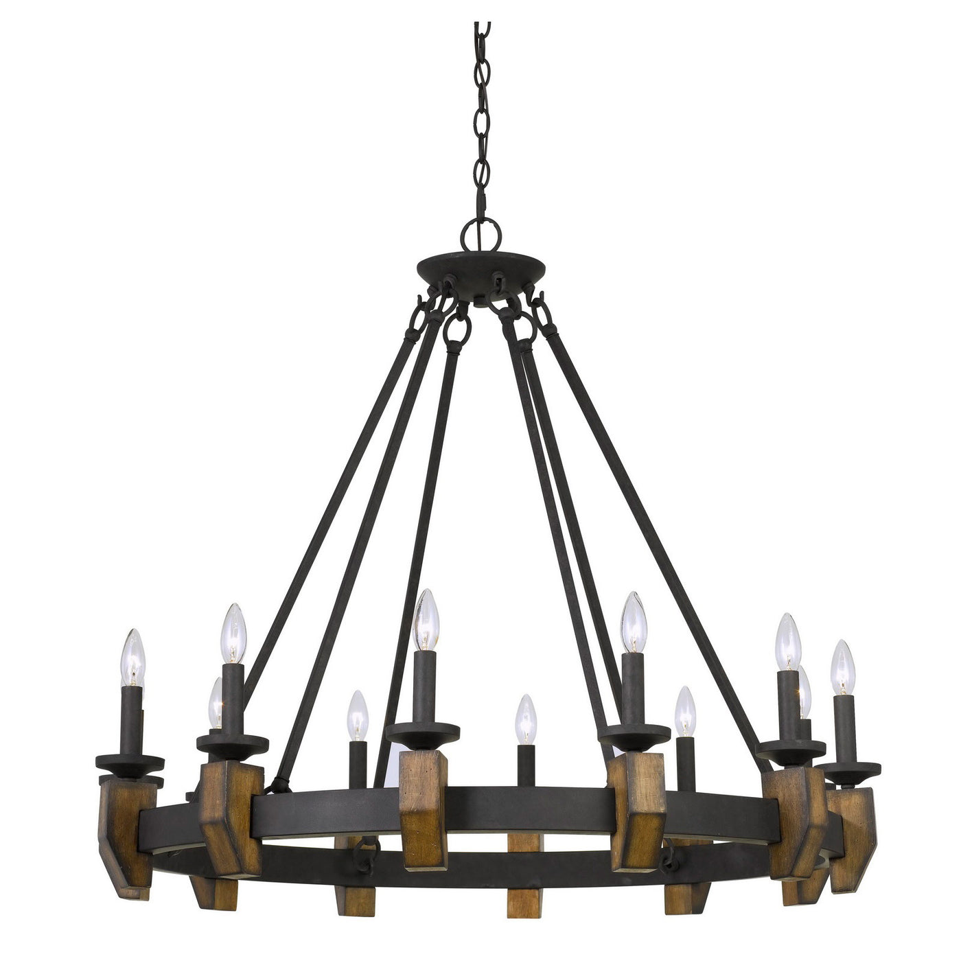 60W X 12 CRUZ METAL/WOOD CHANDELIER Chandelier Cal Lighting