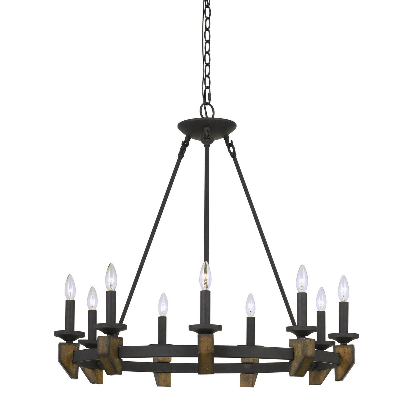 60W X 9 CRUZ METAL/WOOD CHANDELIER Chandelier Cal Lighting