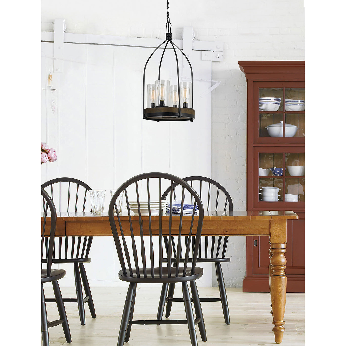 60W X 4 CHARDON METAL/WOOD FIXTURE(EDISON BULBS NOT INCLUDED) Chandelier Cal Lighting