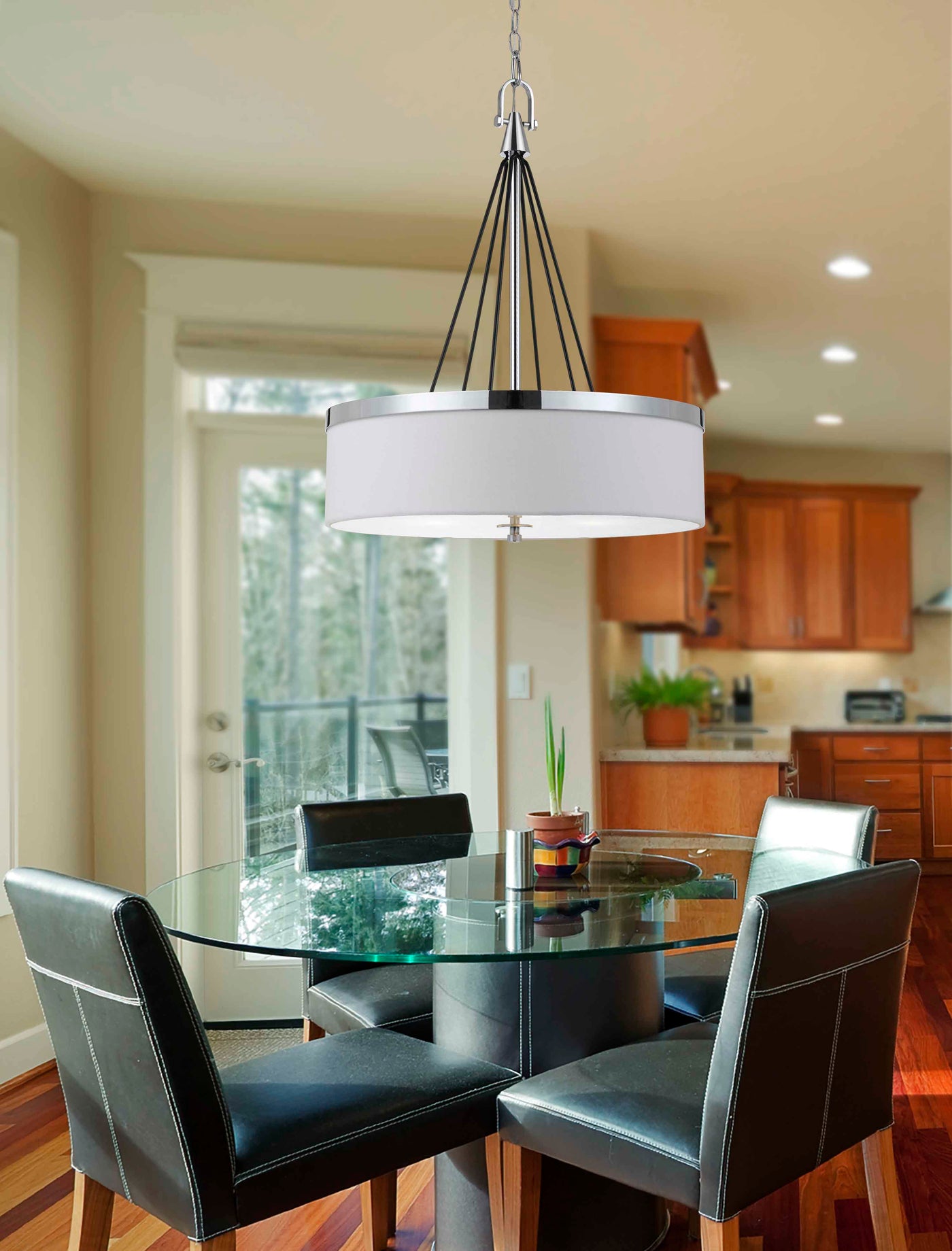 60W X 3 RIMINI PENDANT FIXTURE WITH HARDBACK FABRIC SHADE Chandelier Cal Lighting