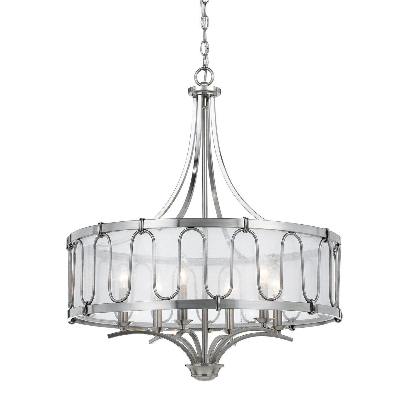 60W X 6 VINCENZAMETAL  CHANDELIER WITH TRASPARENT FABRIC SHADE Chandelier Cal Lighting