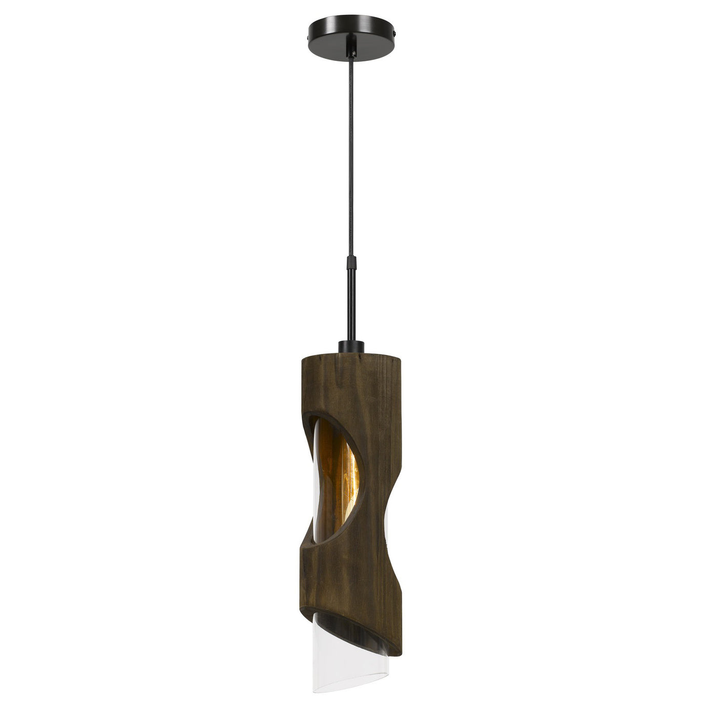 60W ZAMORA WOOD PENDANT WITH CLEAR GLASS SHADE (EDISON BULB NOT INCLUDED) Pendant Cal Lighting