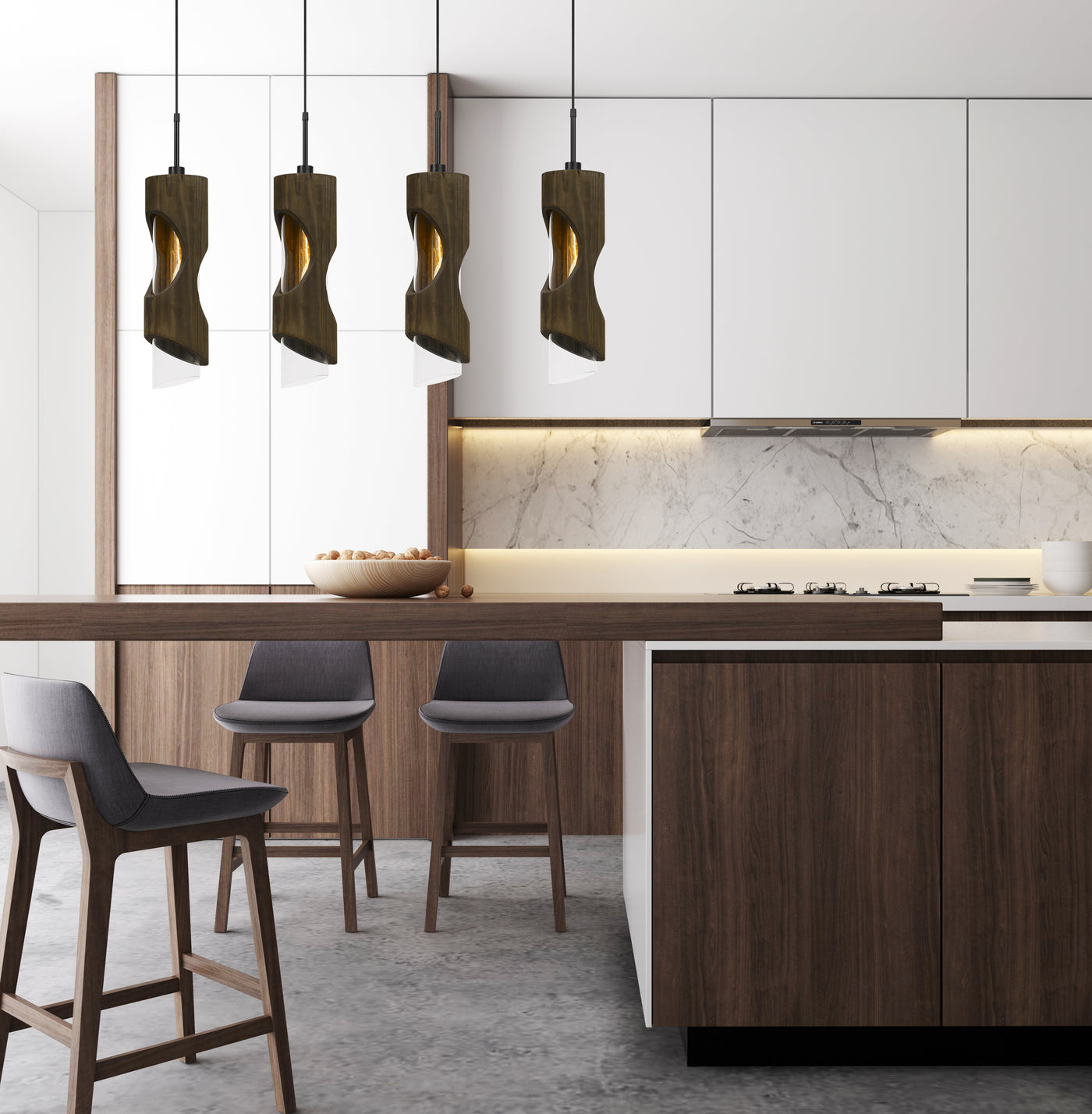 60W X 4 ZAMORA 4 LIGHT WOOD ISLAND STYLE FIXTURE (EDISON BULBS NOT INCLUDED) Linear Cal Lighting
