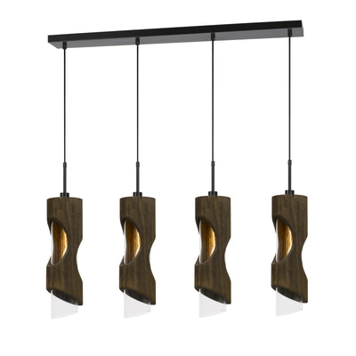 60W X 4 ZAMORA 4 LIGHT WOOD ISLAND STYLE FIXTURE (EDISON BULBS NOT INCLUDED) Linear Cal Lighting