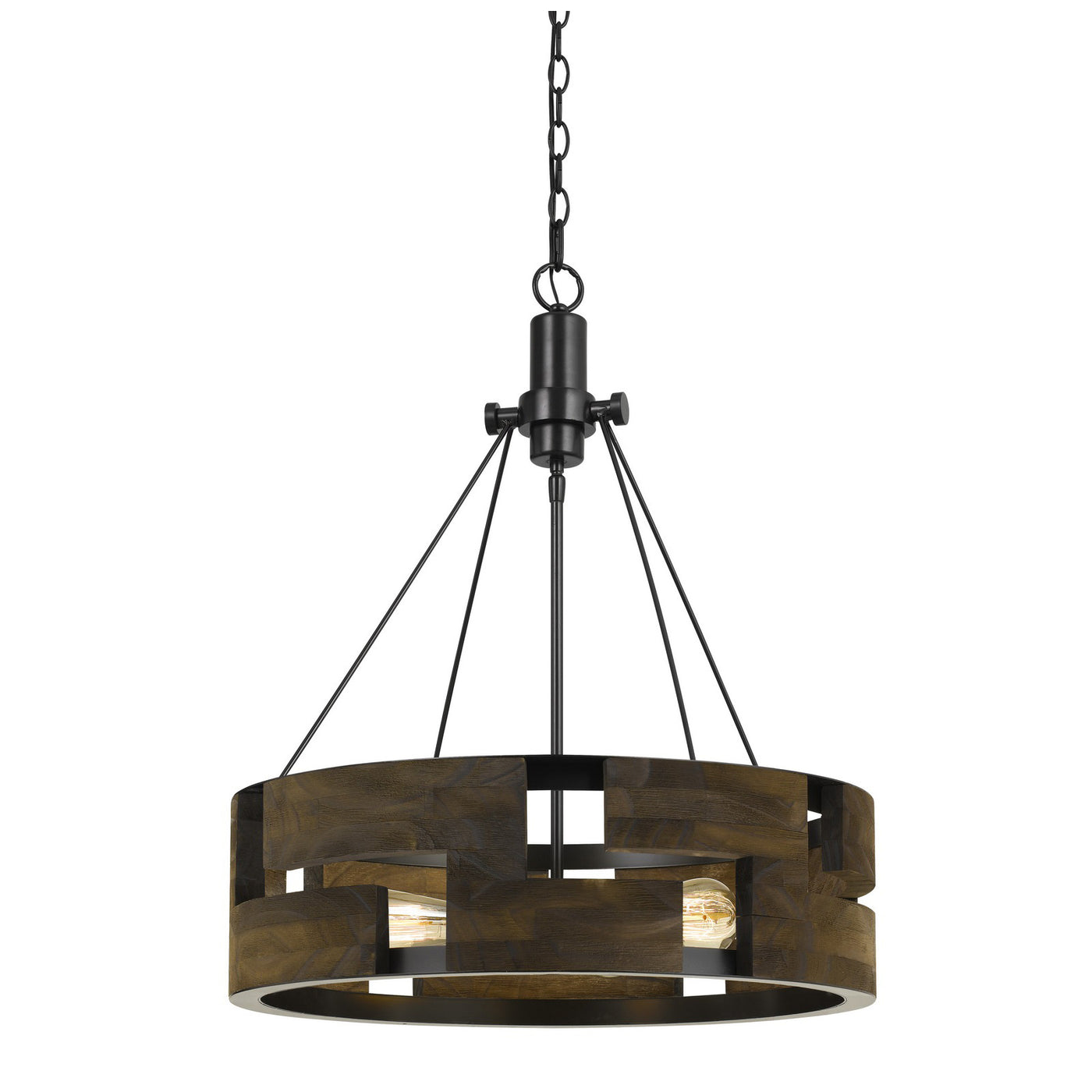 60W X 3 BRADFORD METAL AND WOOD CHANDELIER (EDISON BULBS NOT INCLUDED) Chandelier Cal Lighting