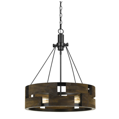 60W X 3 BRADFORD METAL AND WOOD CHANDELIER (EDISON BULBS NOT INCLUDED) Chandelier Cal Lighting