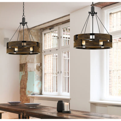 60W X 3 BRADFORD METAL AND WOOD CHANDELIER (EDISON BULBS NOT INCLUDED) Chandelier Cal Lighting