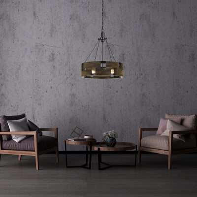 60W X 3 BRADFORD METAL AND WOOD CHANDELIER (EDISON BULBS NOT INCLUDED) Chandelier Cal Lighting