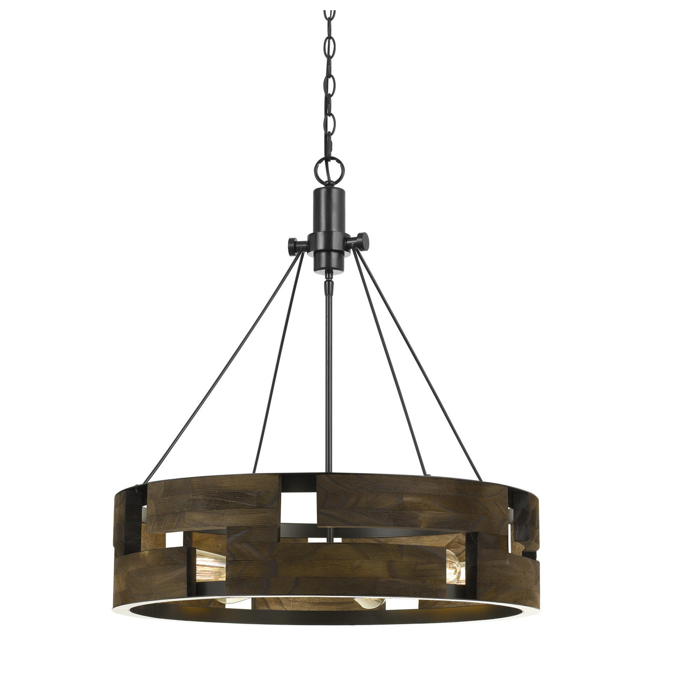 60W X 6 BRADFORD METAL AND WOOD CHANDELIER (EDISON BULBS NOT INCLUDED) Chandelier Cal Lighting