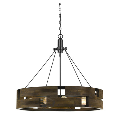 60W X 9 BRADFORD METAL AND WOOD CHANDELIER (EDISON BULBS NOT INCLUDED) Chandelier Cal Lighting