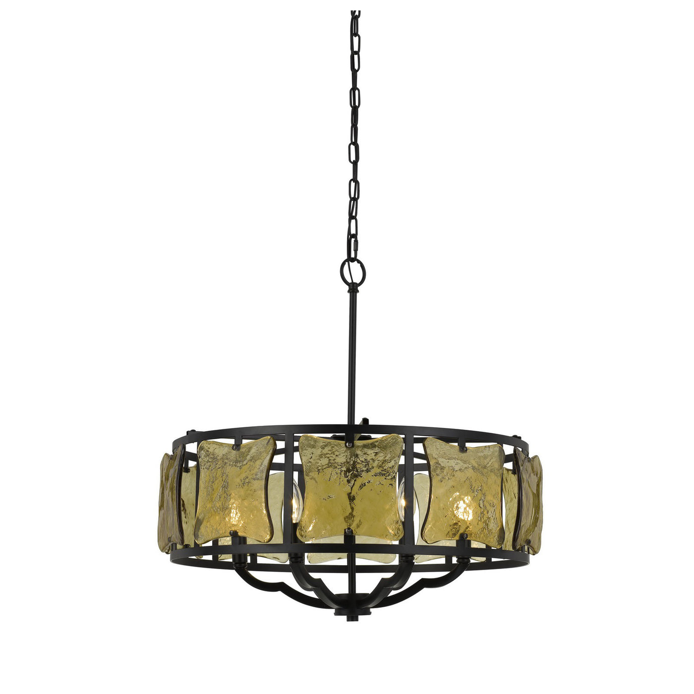 60W X 6 REVENNA FORGED IRON CHANDELIER WITH HAND CRAFTED GLASS Chandelier Cal Lighting