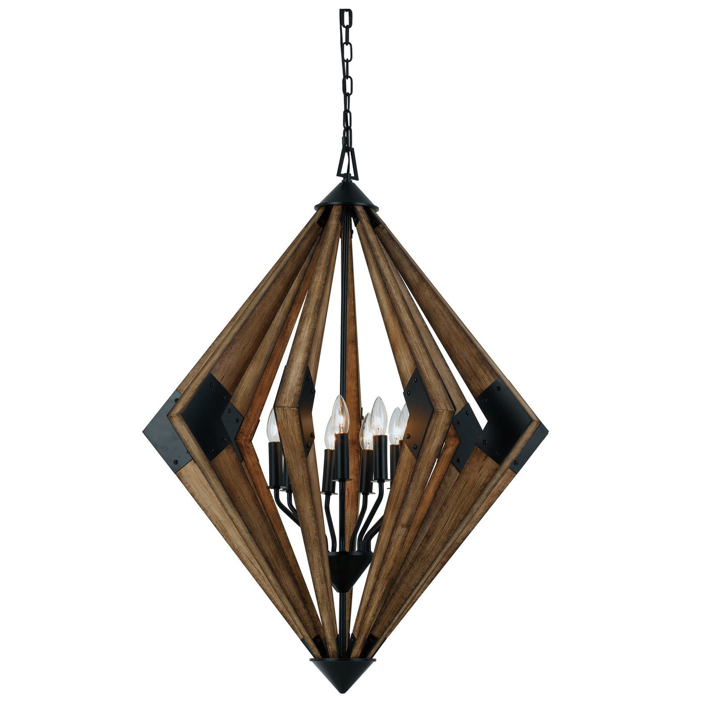 60W X 9 AREZZO WOOD CHANDELIER Chandelier Cal Lighting